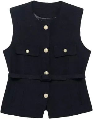Women's Slim Fit Belted Vest
