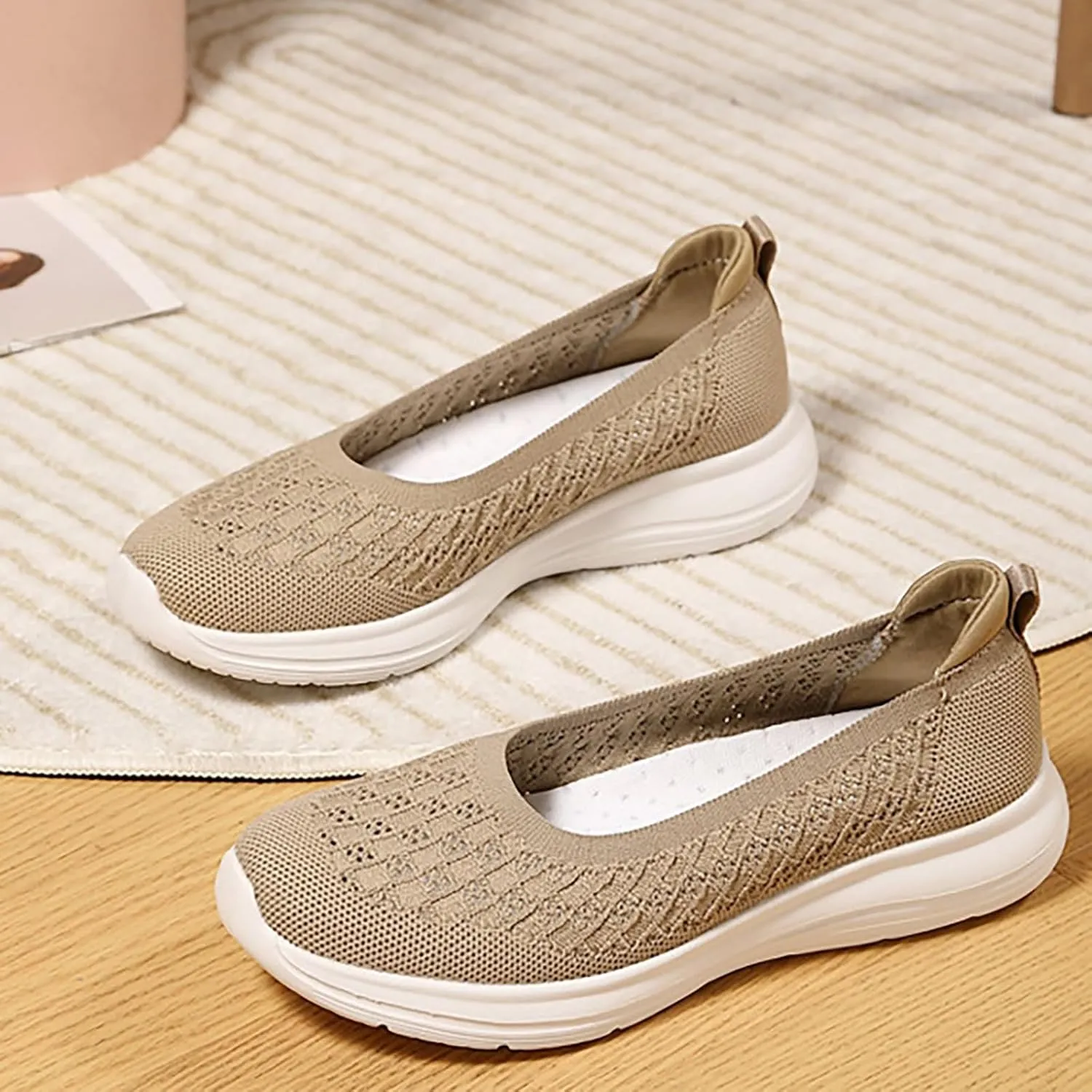 Women's Soft Orthopedic Shoes Breathable Woven Go Walking Slip On Foam Shoes Arch Support Casual Slip on Shoes for Boys