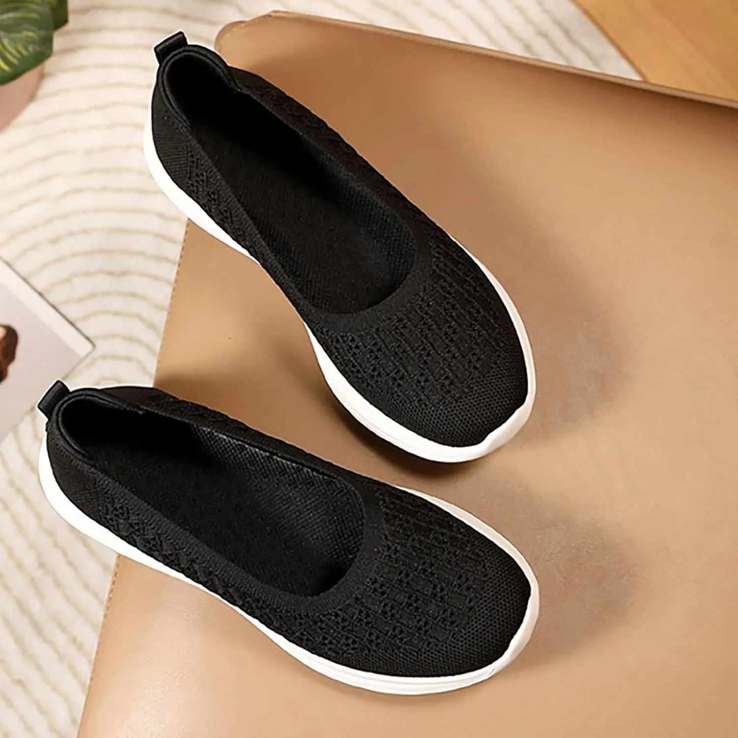 Women's Soft Orthopedic Shoes Breathable Woven Go Walking Slip On Foam Shoes Arch Support Casual Slip on Shoes for Boys