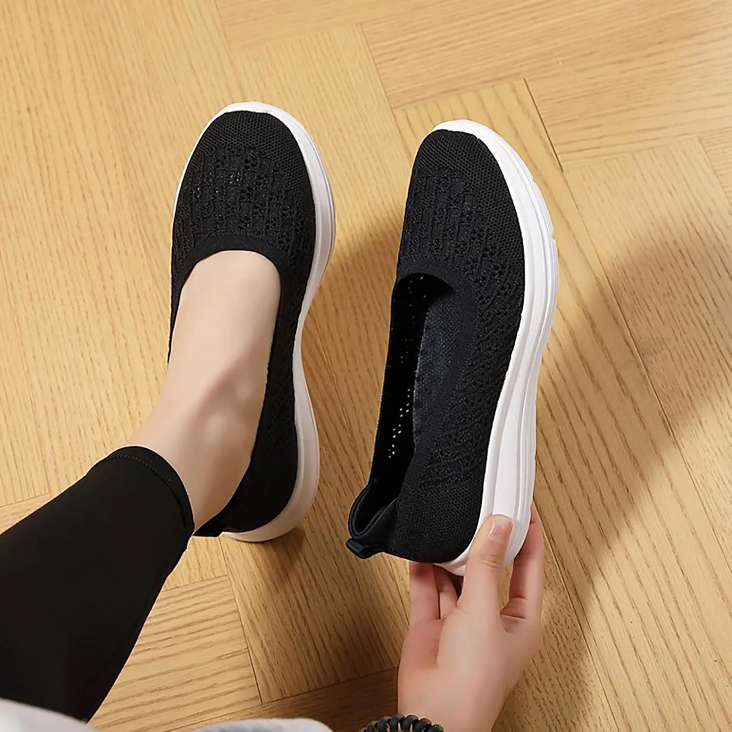 Women's Soft Orthopedic Shoes Breathable Woven Go Walking Slip On Foam Shoes Arch Support Casual Slip on Shoes for Boys