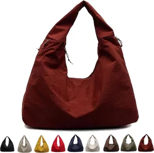 Women's Solid Color Textured Draped Tote Bag, Canvas Large Capacity Fashion Versatile Shoulder Bag for Shopping with Travel