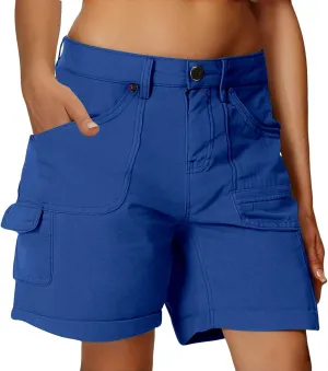 Womens Sports Shorts Button Down Cargo Pants with Pockets Athletic Shorts Summer Outfit