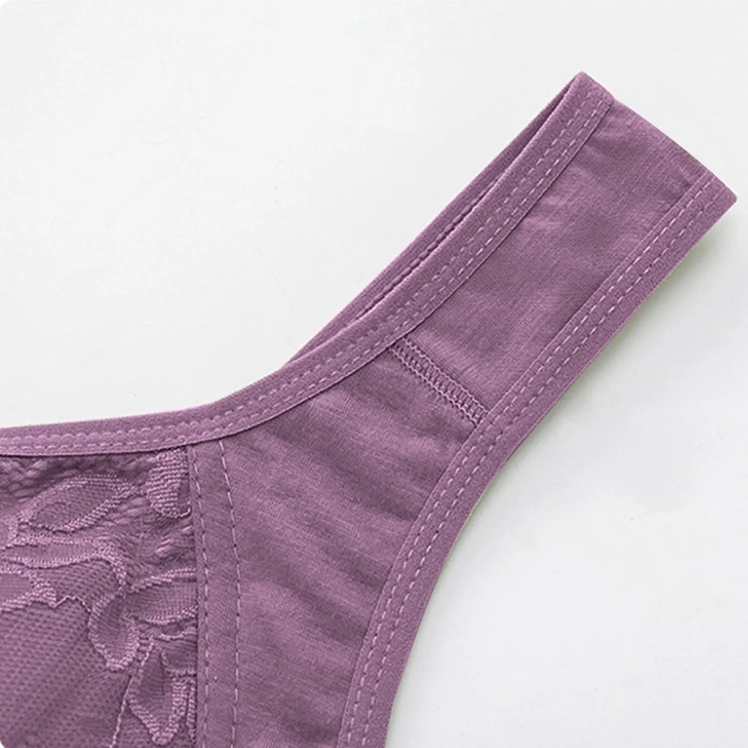 Women'S Sports Solid Color Lace Front Fastening Easy to Wear Bra without Steel Ring Comfortable Breathable Bra, Large