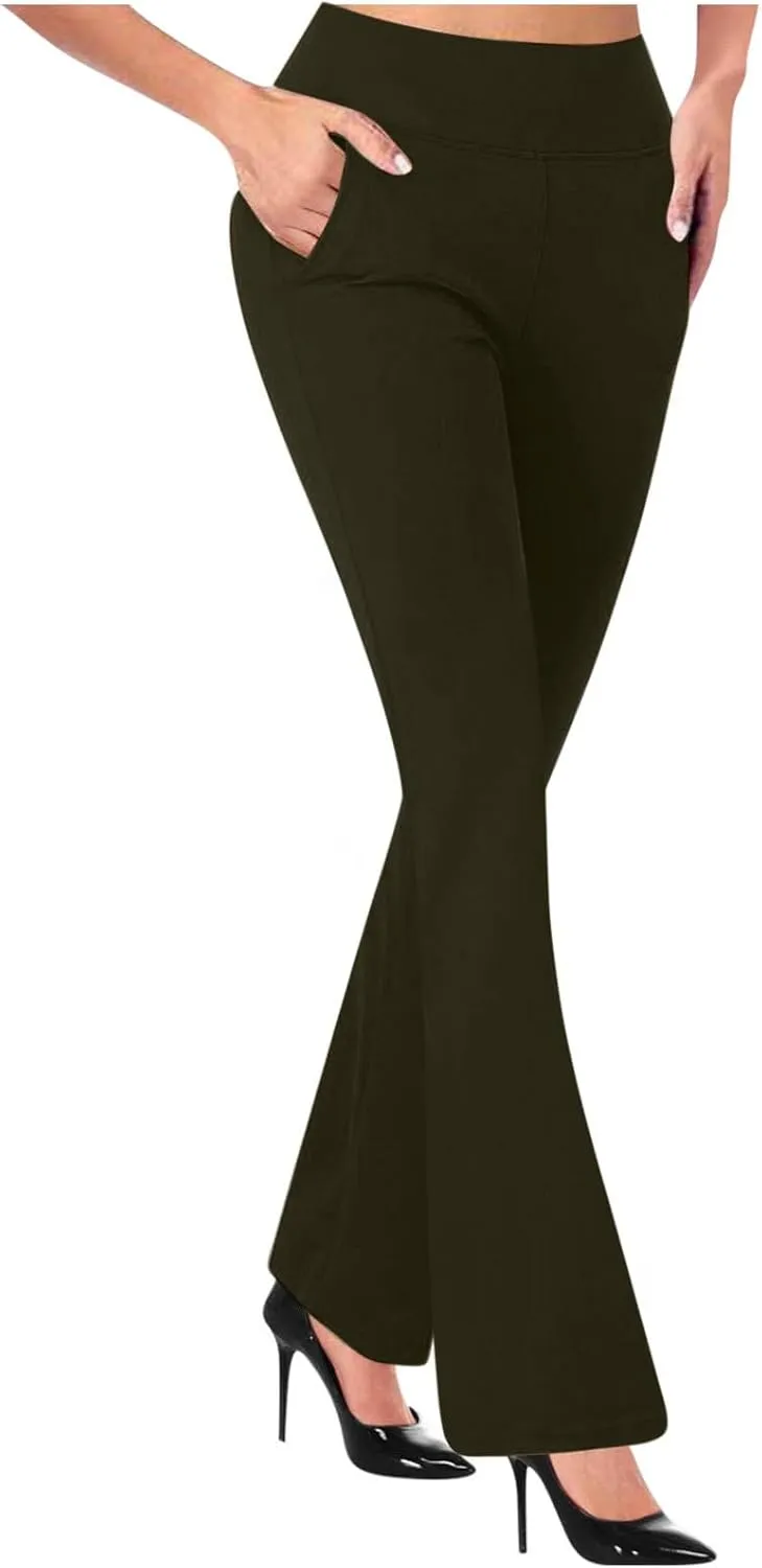 Womens Stretchy Bootcut Dress Pants High Waist Office Work Business Casual Slacks with Pockets 2025 Trendy Clothes