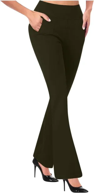 Womens Stretchy Bootcut Dress Pants High Waist Office Work Business Casual Slacks with Pockets 2025 Trendy Clothes