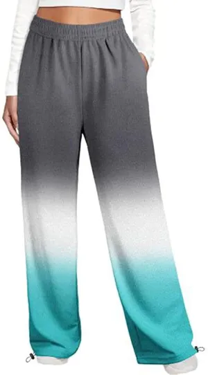 Women's Sweatpants Casual Loose Patchwork Lounge Trousers with Pockets High Waist Drawstring Cinch Bottom Jogger Pants