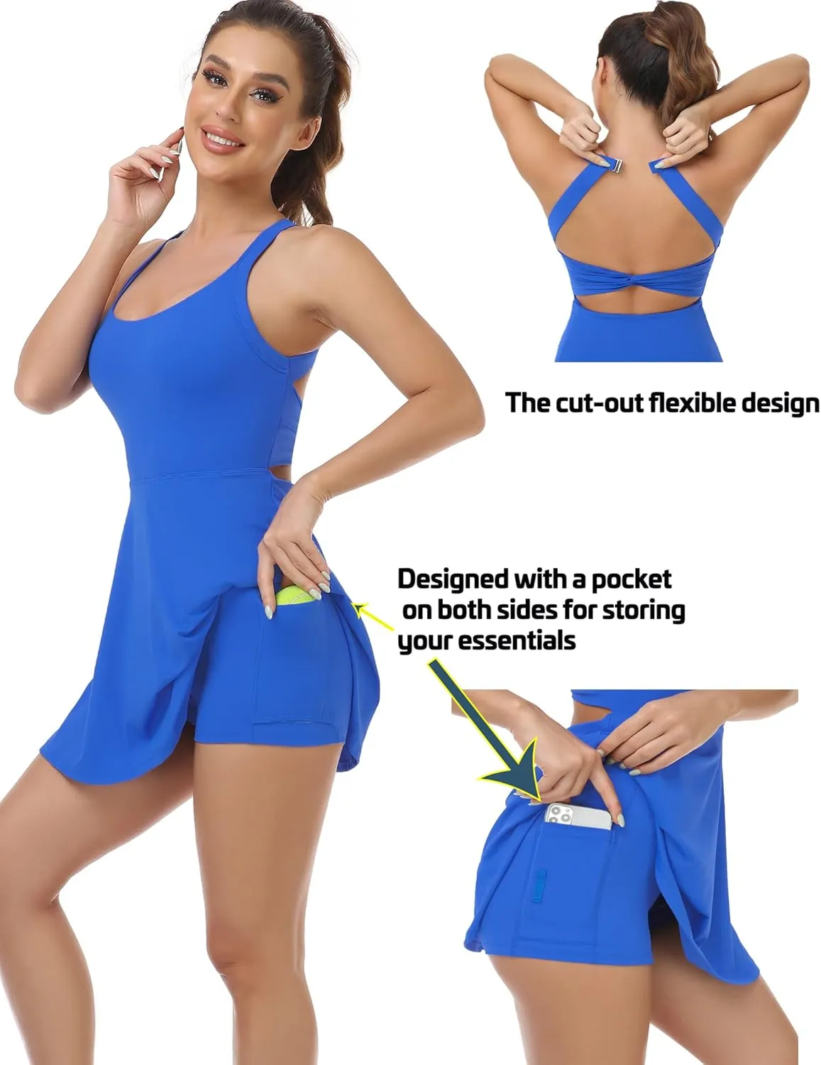 Womens Tennis Dress with Built in Shorts and Bra Workout Dress Golf Athletic Dress for Women