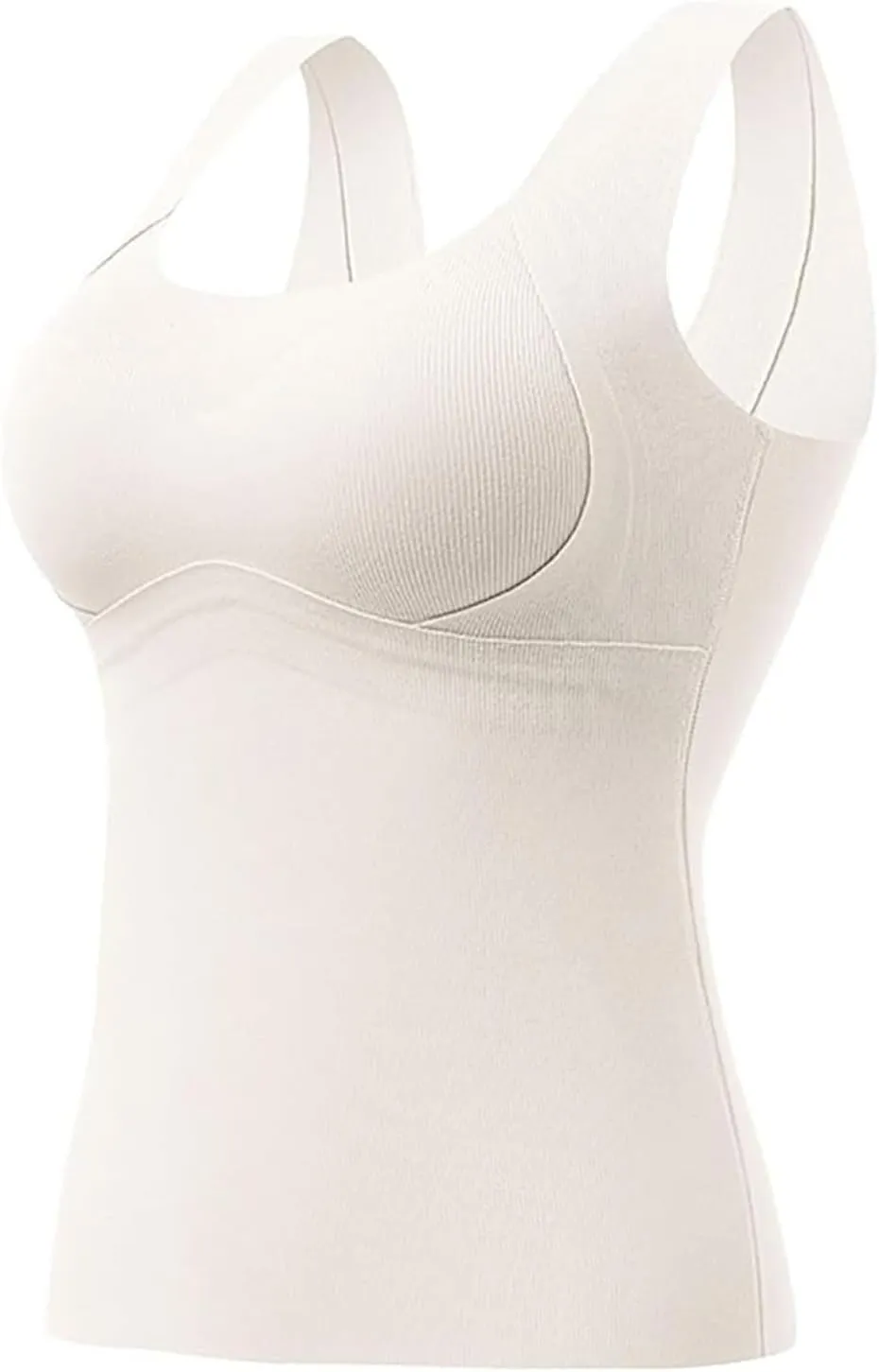Womens Thermal Tank Tops with Built in Bra Warm Underwear High Stretch Sleeveless Cami Tank Top Camisoles Base Vest