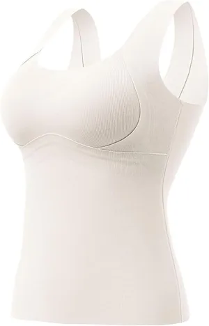 Womens Thermal Tank Tops with Built in Bra Warm Underwear High Stretch Sleeveless Cami Tank Top Camisoles Base Vest