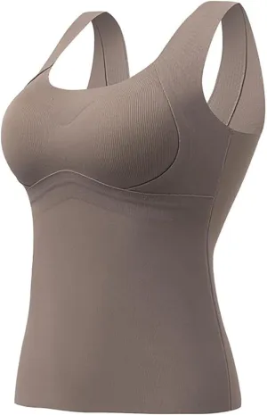 Womens Thermal Tank Tops with Built in Bra Warm Underwear High Stretch Sleeveless Cami Tank Top Camisoles Base Vest