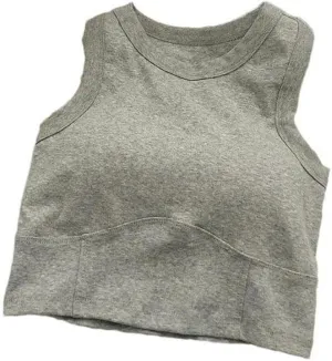 Women's Tops Solid Color Short Sleeveless Tight Camisole with Breast Pads Basic Underwear Padded Bra Tops Sports Style
