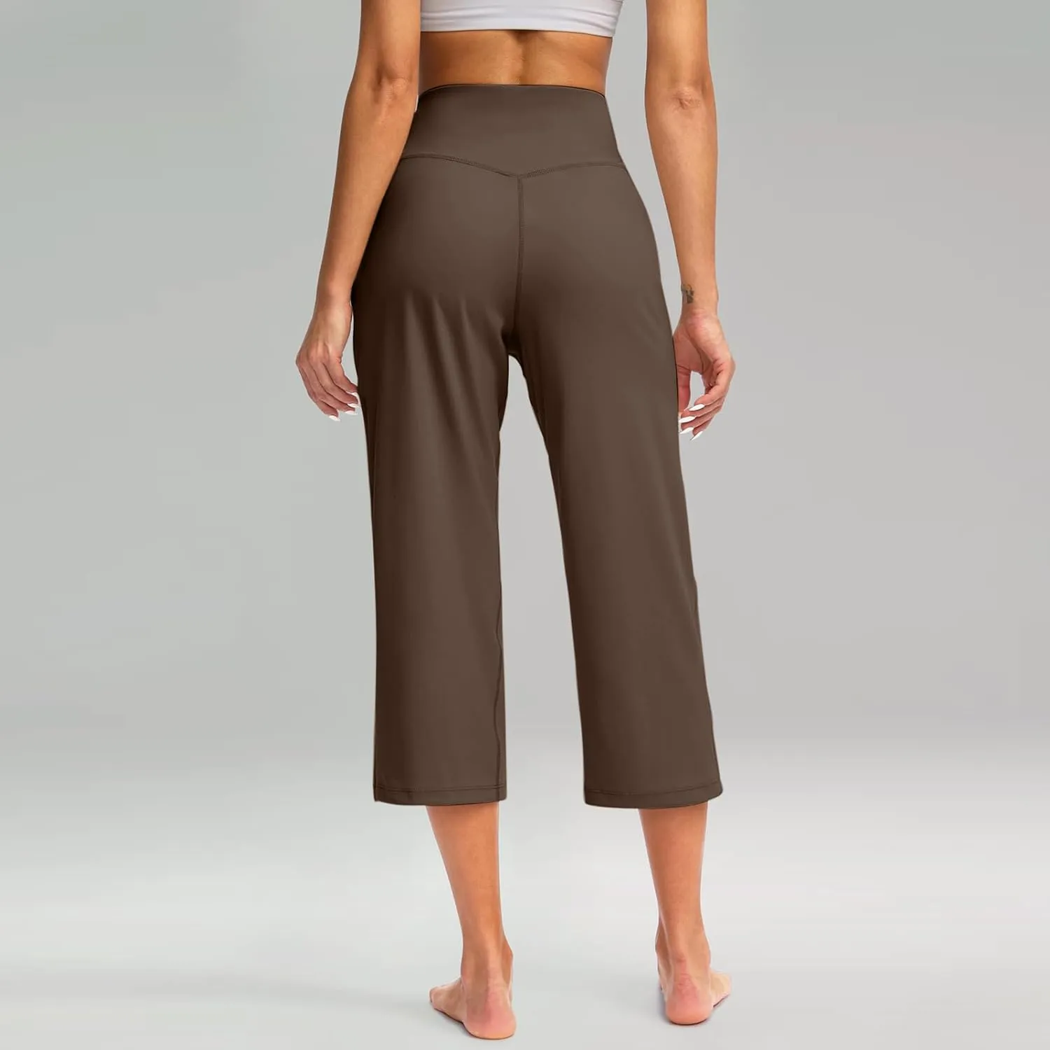 Women's Tummy Control Gym Workout Wide-Leg Cropped Pants High Waist Sport Yoga Pant Yogy Jogger Capri Sweatpants