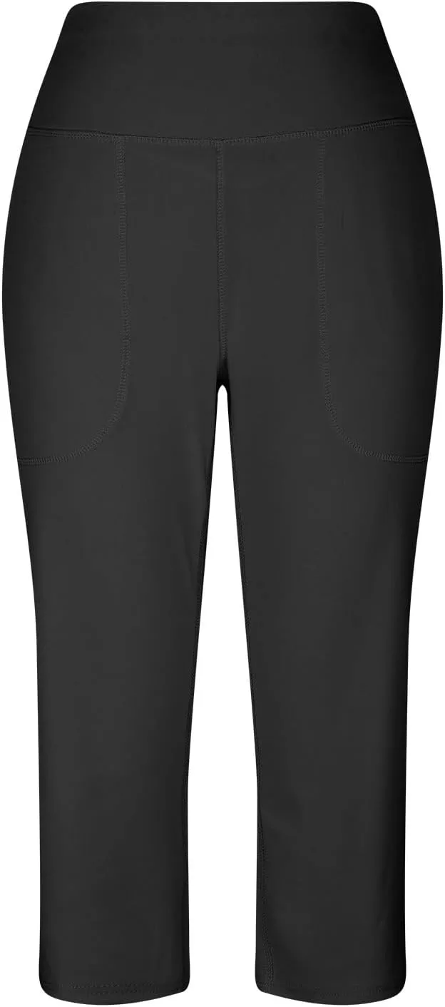 Women's Tummy Control Gym Workout Wide-Leg Cropped Pants High Waist Sport Yoga Pant Yogy Jogger Capri Sweatpants