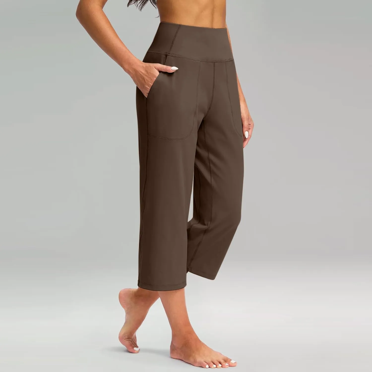 Women's Tummy Control Gym Workout Wide-Leg Cropped Pants High Waist Sport Yoga Pant Yogy Jogger Capri Sweatpants