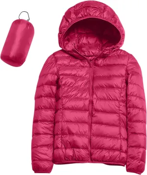 Womens Winter Coats Lightweight Packable Hooded Puffer Jacket Down Coats Waterproof Ski Jacket Warm Windproof Trench Coat