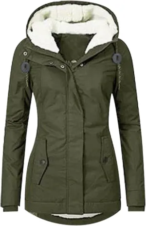 Women's Winter Coats Plus Size Warm Sherpa Lined Quilted Jackets Hooded Long Puffer Parkas Thicken Jacket with Pocket
