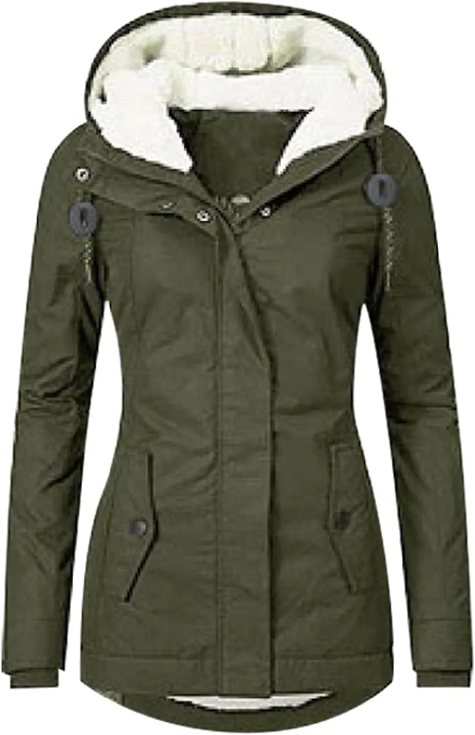 Women's Winter Coats Plus Size Warm Sherpa Lined Quilted Jackets Hooded Long Puffer Parkas Thicken Jacket with Pocket