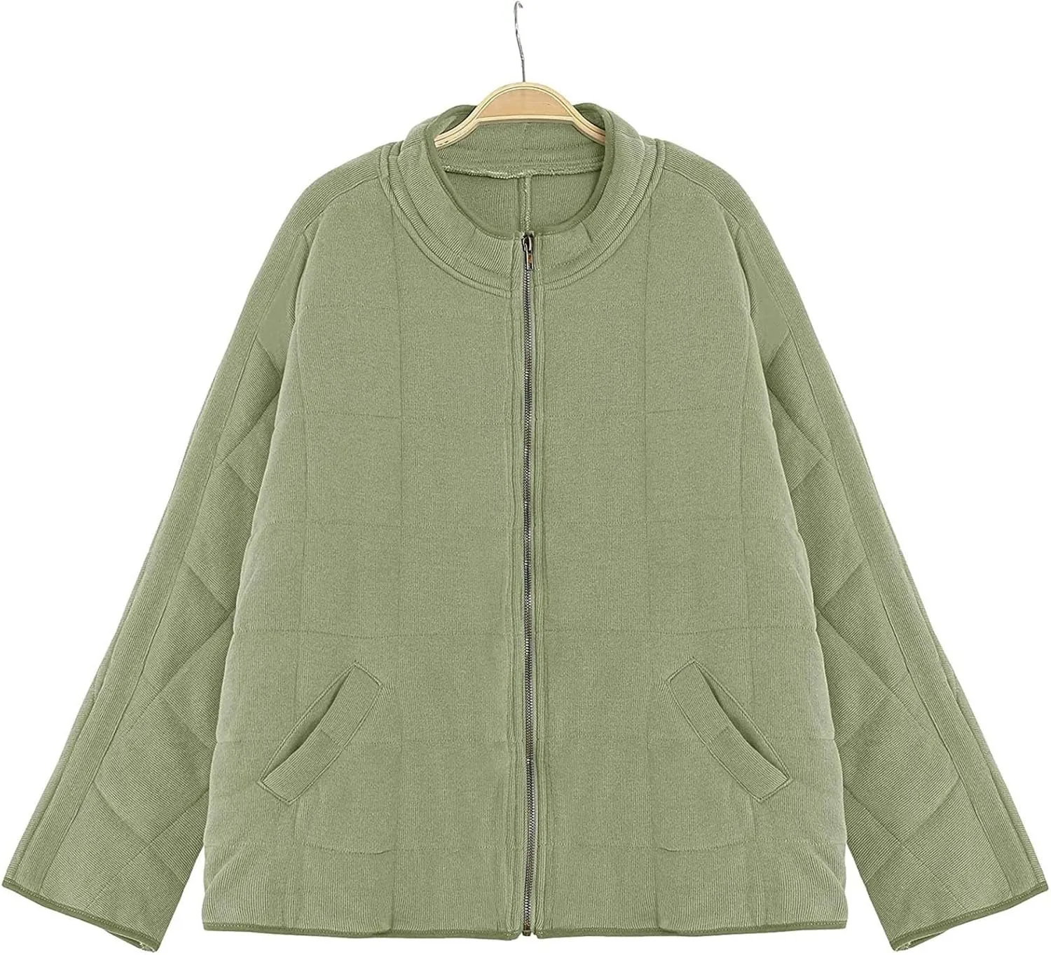 Womens Winter Jacket Stand-Collar Cotton Jacket Loose Pocket Cotton Jacket Warm Winter with 4 Pockets Long Coat