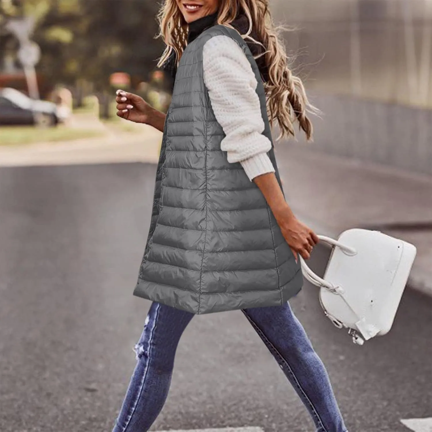 Women's Winter Vest Thin And Light Down Coat Casual Down Coat Slim Gilet Quilted Jacket Outdoor Winter plus Size Jackets
