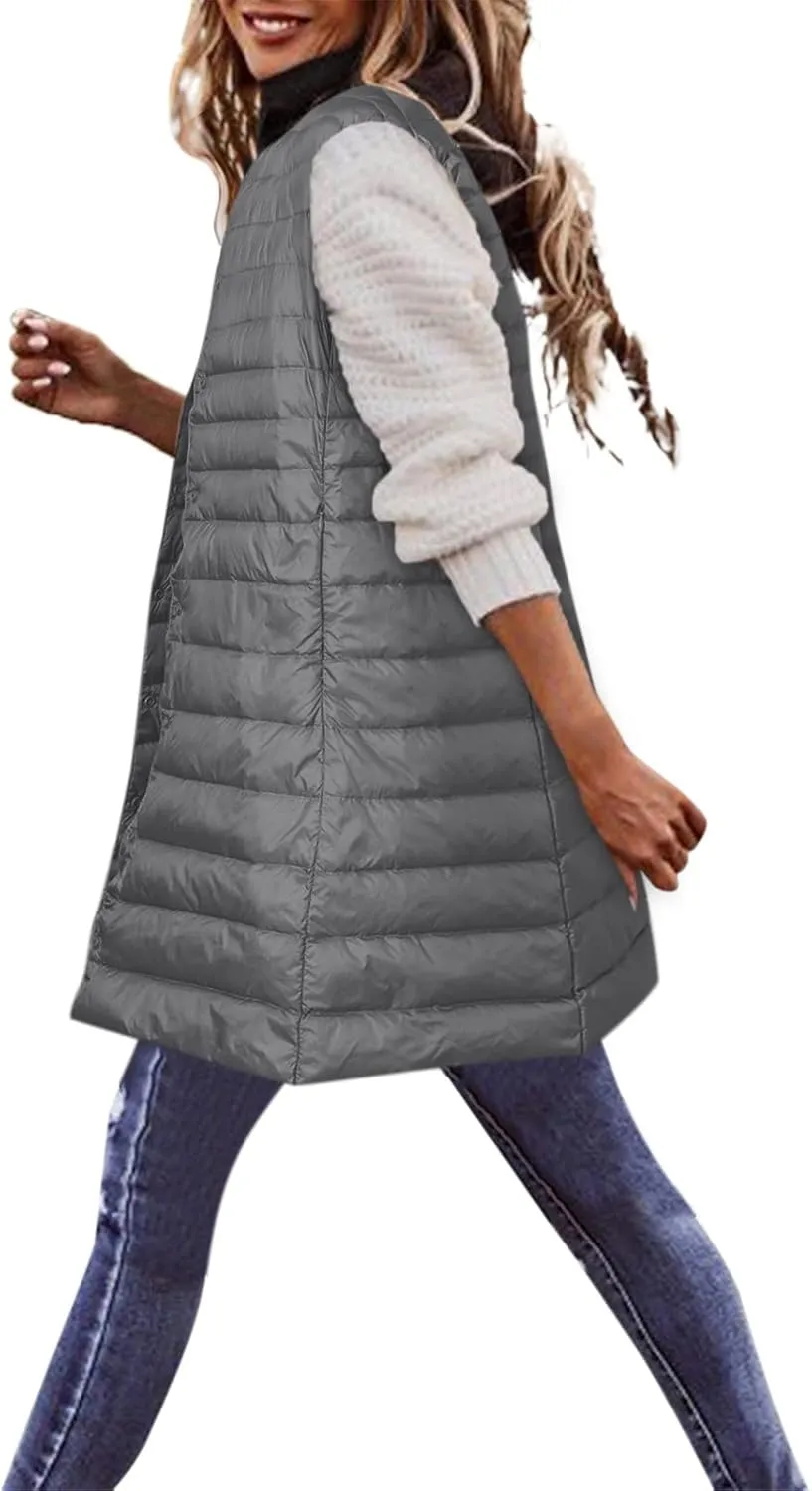 Women's Winter Vest Thin And Light Down Coat Casual Down Coat Slim Gilet Quilted Jacket Outdoor Winter plus Size Jackets