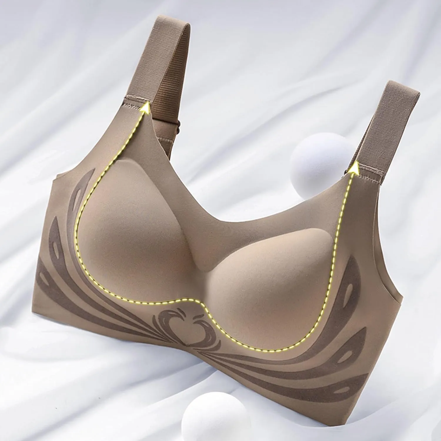 Womens Wireless Push Up Bra Seamless Super Gather Bra Anti Sagging Breasts Pushup Lifting Support Bras for Older Women