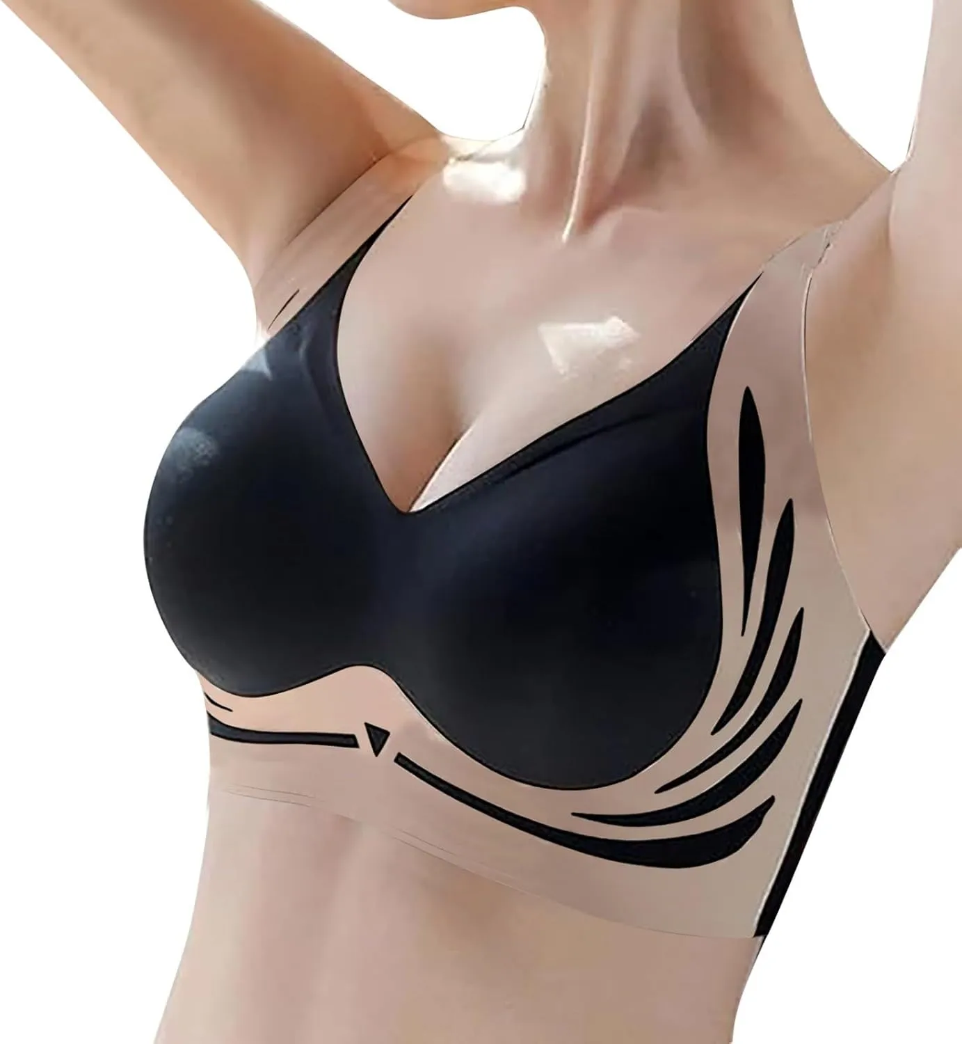 Womens Wireless Push Up Bra Seamless Super Gather Bra Anti Sagging Breasts Support Pushup Lifting Bras for Older Women