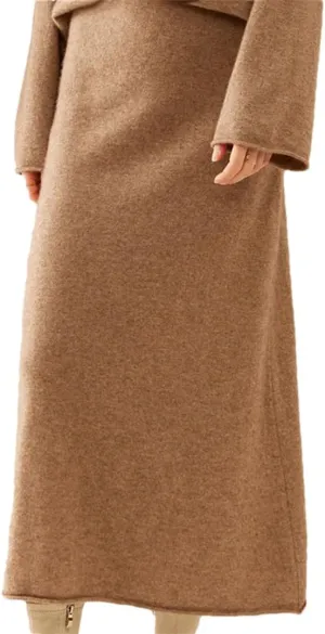 Women's Wool Knitted Skirt Stretch High Waist Pleated Retro Solid Color Casual Midi Skirts