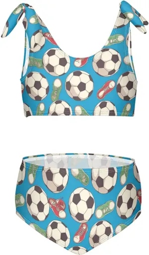 Wusikd Soccer Girls Swimsuits Two Piece Balls Shoes Swimwear Bikini Set for for Girls Size 3T