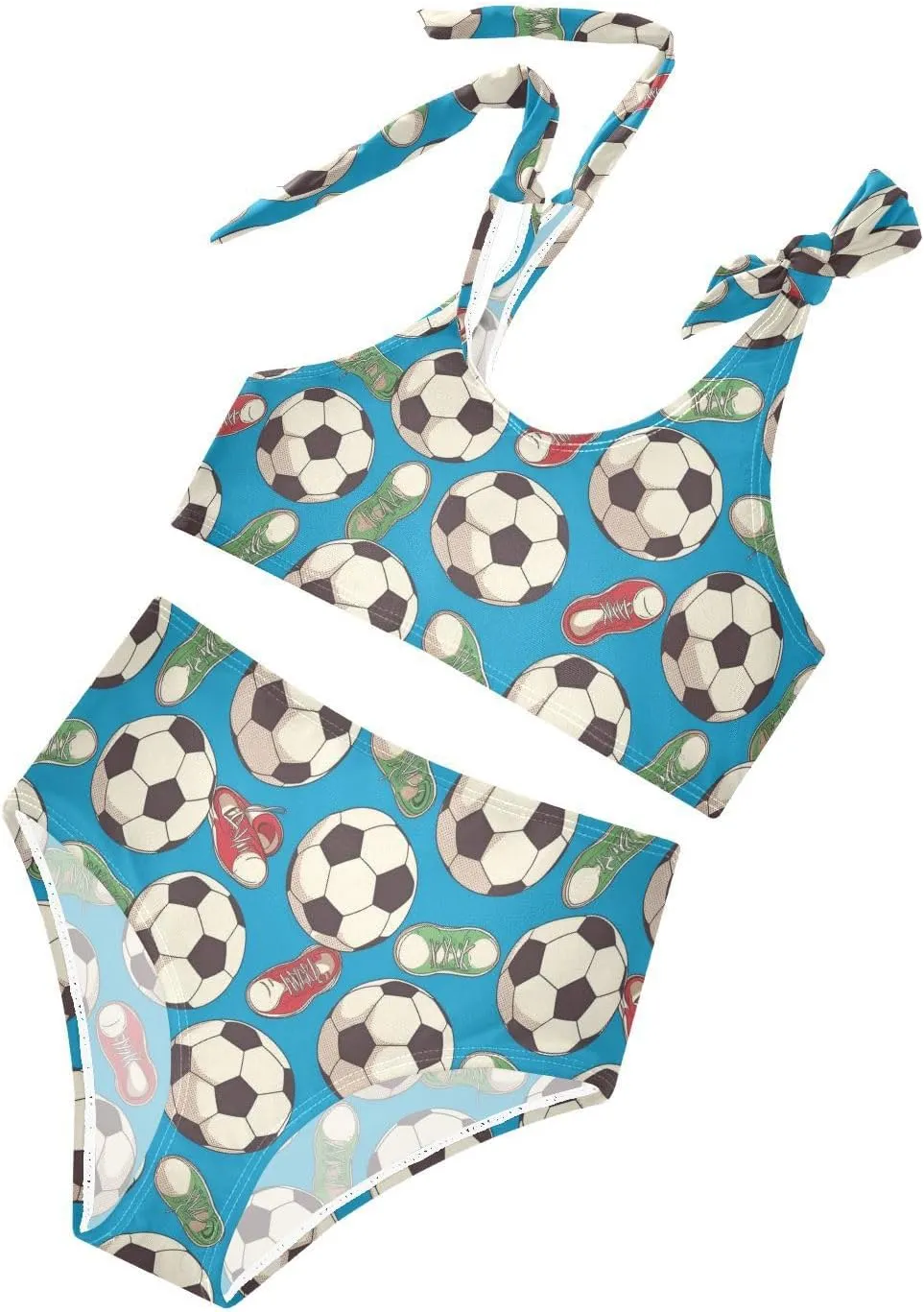 Wusikd Soccer Girls Swimsuits Two Piece Balls Shoes Swimwear Bikini Set for for Girls Size 3T