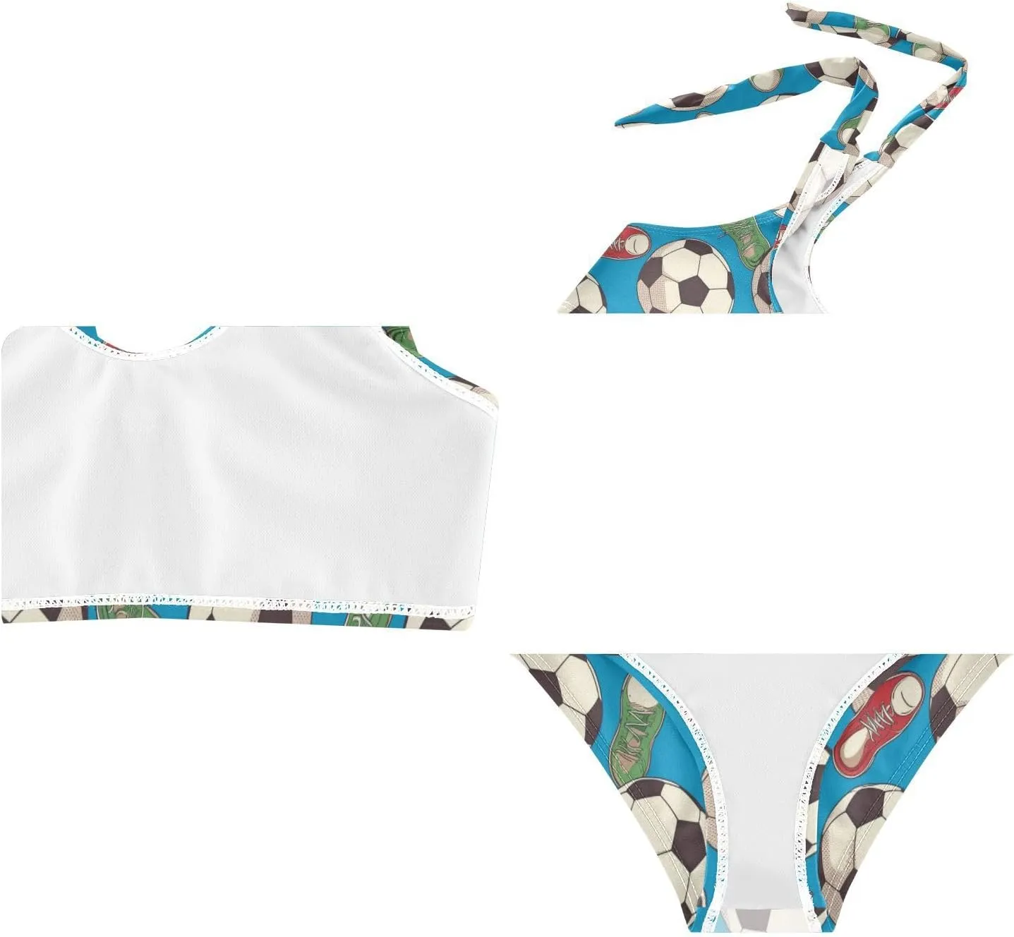 Wusikd Soccer Girls Swimsuits Two Piece Balls Shoes Swimwear Bikini Set for for Girls Size 3T