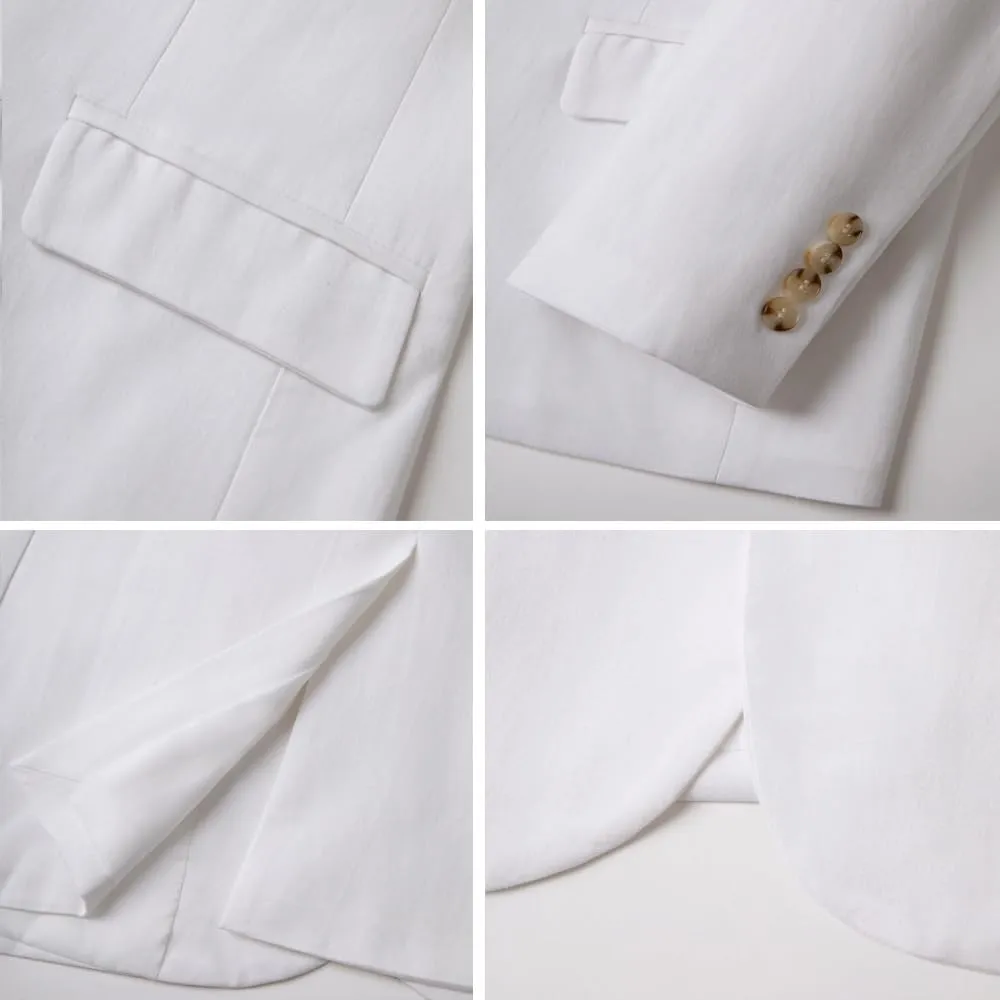 WZIKAI Men's Casual Linen Blazer Slim Fit Two Button Lightweight Suit Jacket