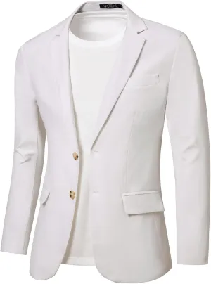 WZIKAI Men's Casual Linen Blazer Slim Fit Two Button Lightweight Suit Jacket