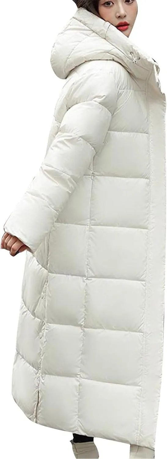 XOWRTE Women's Waterproof Long Winter Coat Warm Puffer Jacket Thickened Down Parka Maxi Coat Long Puffer Jacket for Women