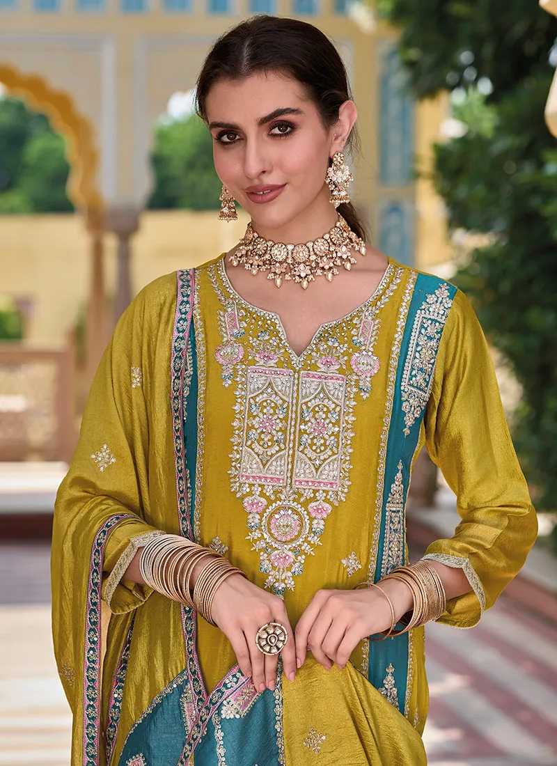 Yellow Multi Embroidery Traditional Salwar Kameez Suit