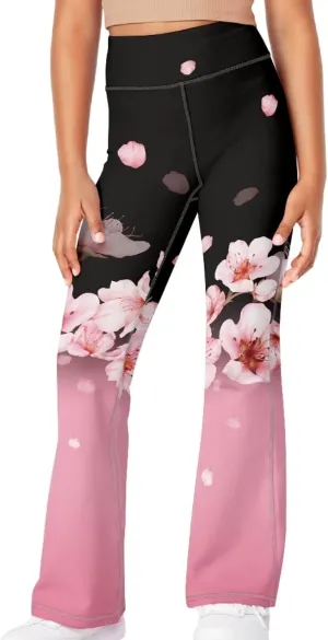Yewattles Girl Bootcut Yoga Leggings Tummy Control High Waisted Leggings Flare Yoga Pants Soft Sweatpants 5-14 Years