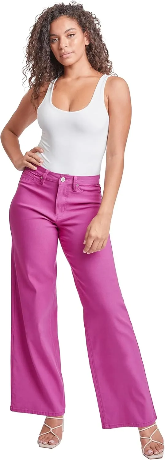 YMI Women's Hyperstretch Forever Color High Rise Wide Leg Pants