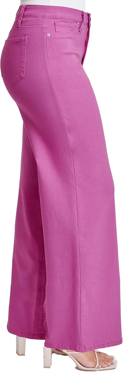 YMI Women's Hyperstretch Forever Color High Rise Wide Leg Pants