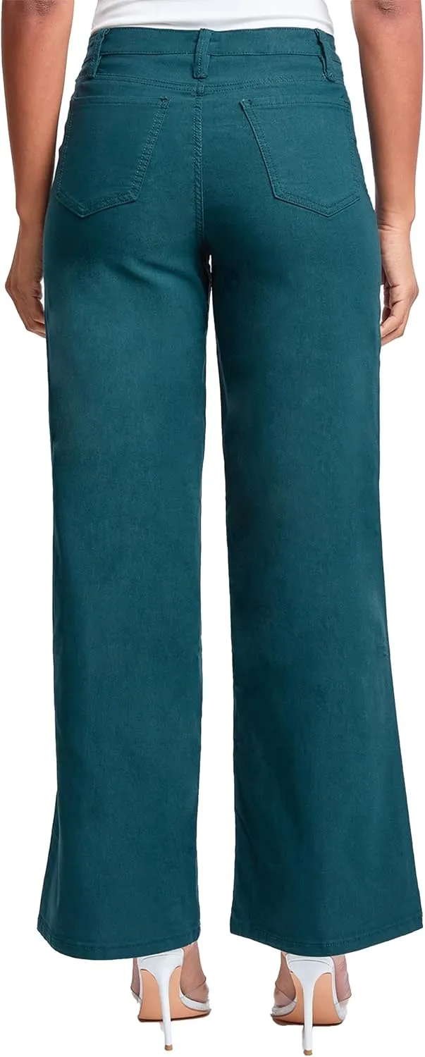 YMI Women's Hyperstretch Forever Color High Rise Wide Leg Pants