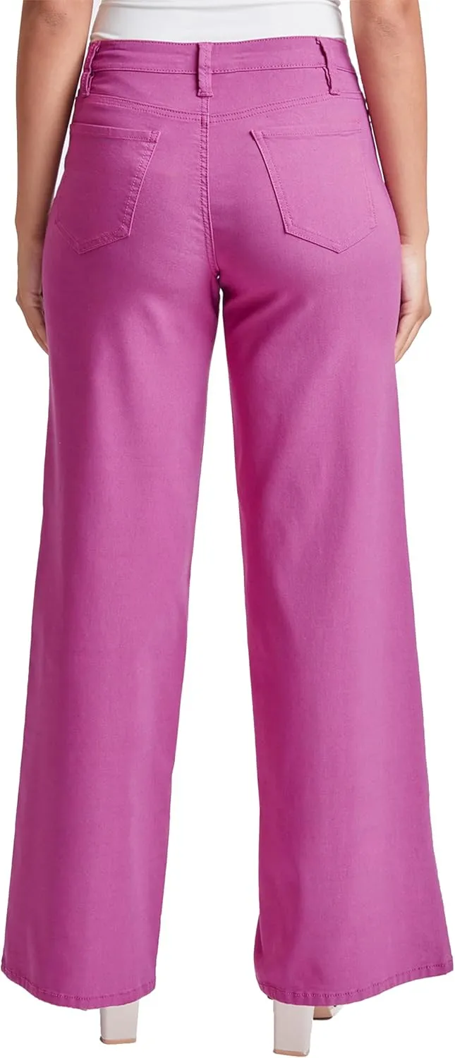 YMI Women's Hyperstretch Forever Color High Rise Wide Leg Pants