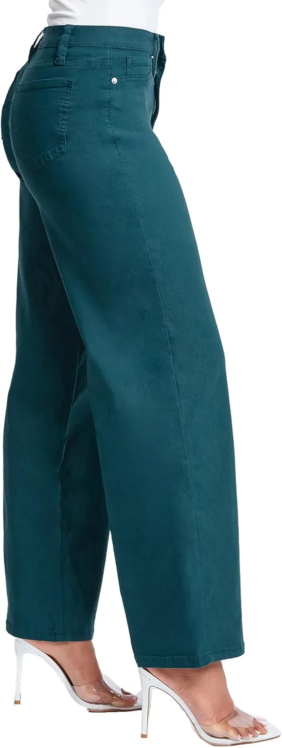 YMI Women's Hyperstretch Forever Color High Rise Wide Leg Pants