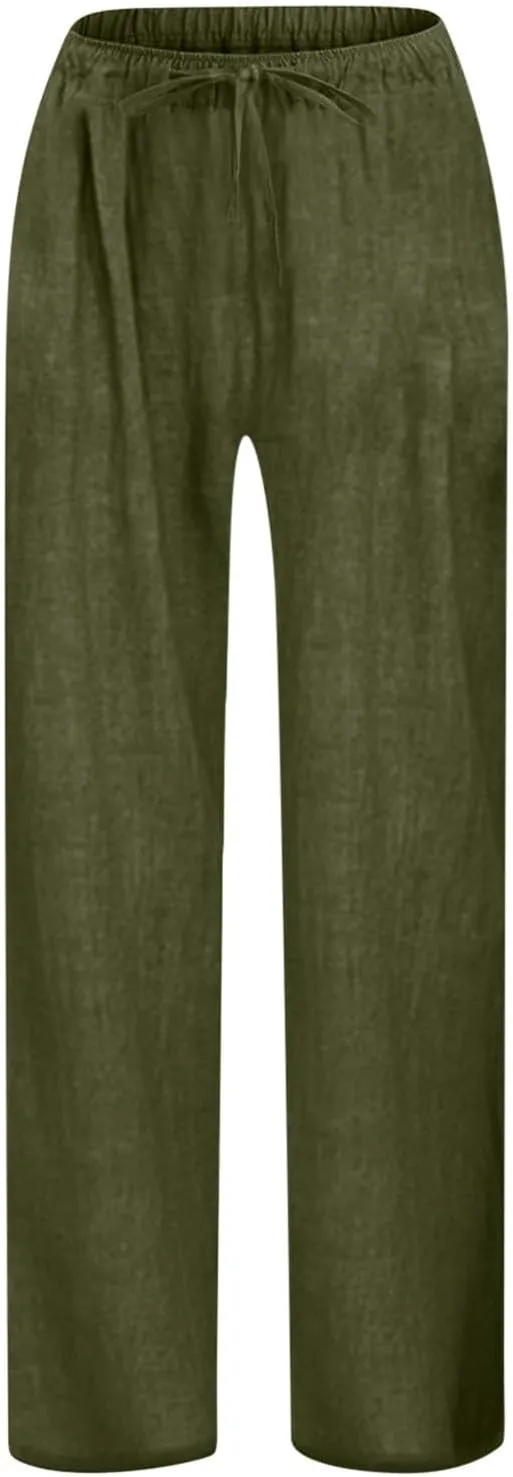 Youth Kids Boys Solid Color Straight Wide Leg Pants Drawstring Waist Casual Loose Soft Trousers Summer Beach Teen Girls Pants