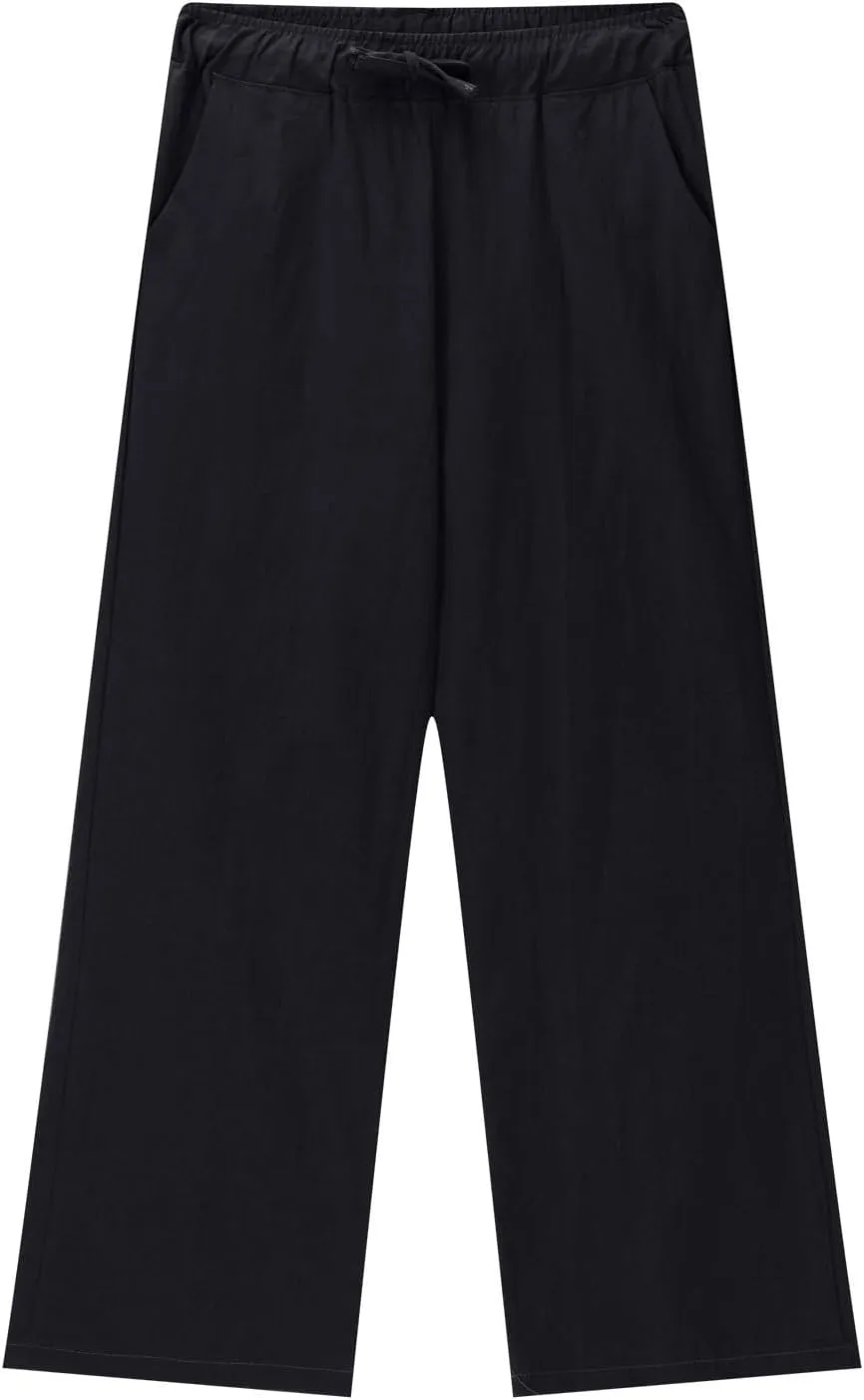 Youth Kids Boys Solid Color Straight Wide Leg Pants Drawstring Waist Casual Loose Soft Trousers Summer Beach Teen Girls Pants