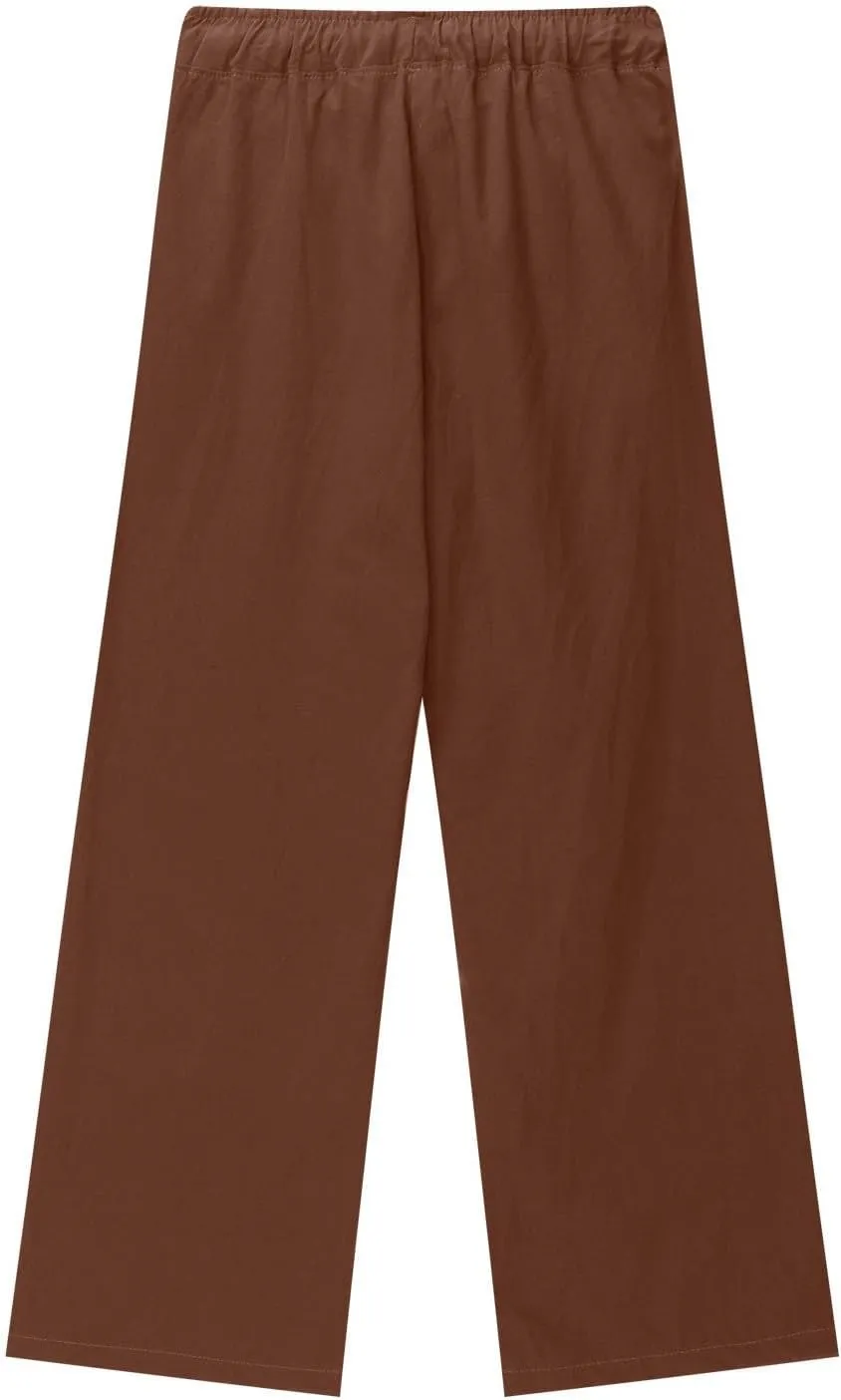 Youth Kids Boys Solid Color Straight Wide Leg Pants Drawstring Waist Casual Loose Soft Trousers Summer Beach Teen Girls Pants