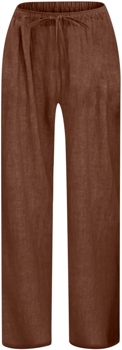 Youth Kids Boys Solid Color Straight Wide Leg Pants Drawstring Waist Casual Loose Soft Trousers Summer Beach Teen Girls Pants