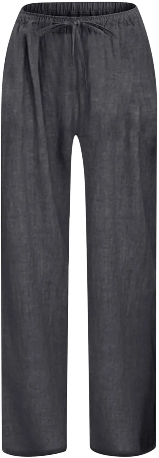 Youth Kids Boys Solid Color Straight Wide Leg Pants Drawstring Waist Casual Loose Soft Trousers Summer Beach Teen Girls Pants