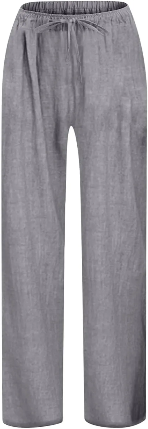 Youth Kids Boys Solid Color Straight Wide Leg Pants Drawstring Waist Casual Loose Soft Trousers Summer Beach Teen Girls Pants
