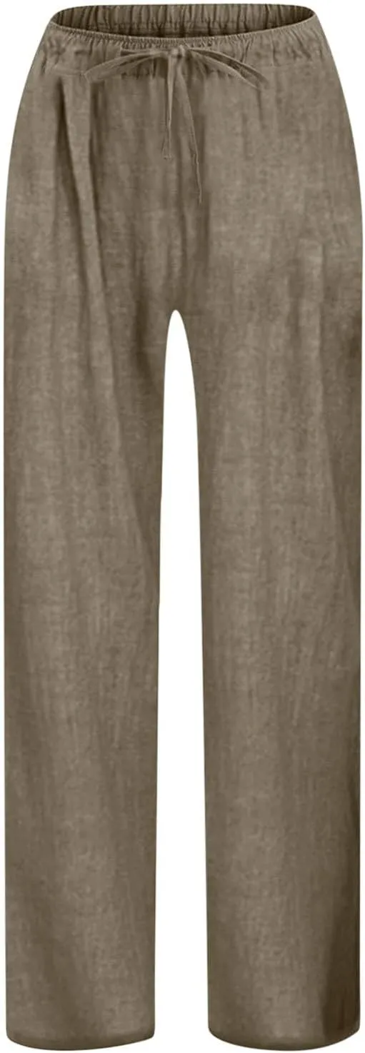 Youth Kids Boys Solid Color Straight Wide Leg Pants Drawstring Waist Casual Loose Soft Trousers Summer Beach Teen Girls Pants