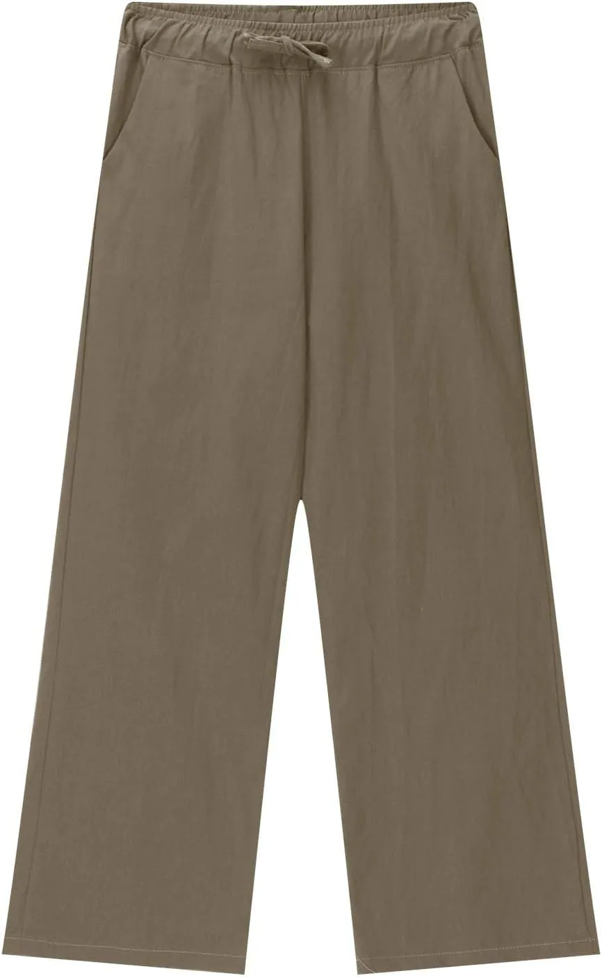 Youth Kids Boys Solid Color Straight Wide Leg Pants Drawstring Waist Casual Loose Soft Trousers Summer Beach Teen Girls Pants
