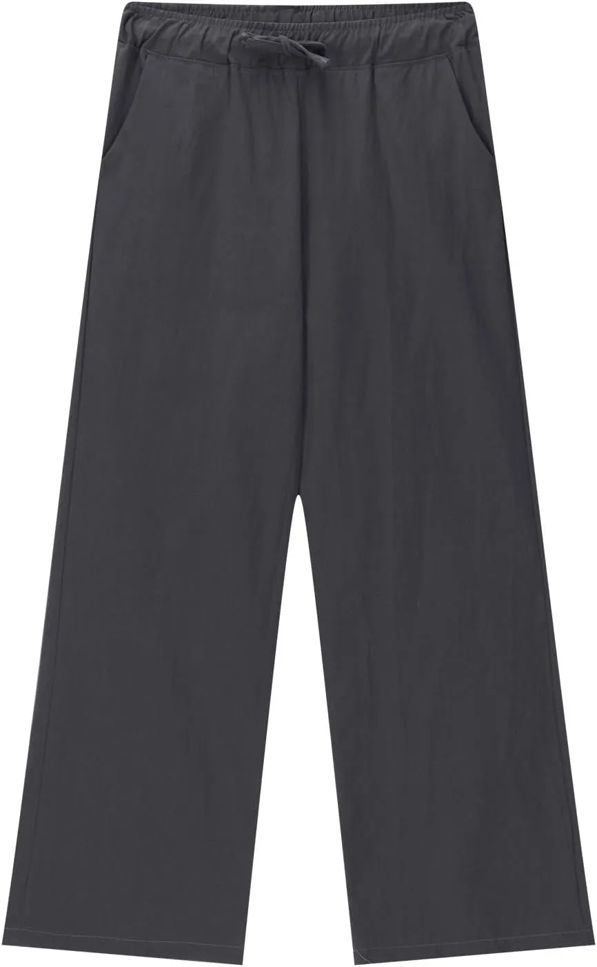 Youth Kids Boys Solid Color Straight Wide Leg Pants Drawstring Waist Casual Loose Soft Trousers Summer Beach Teen Girls Pants