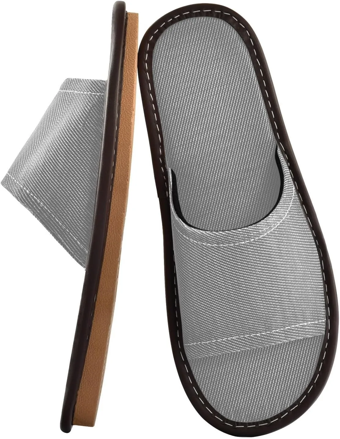 Yuiboo Gray Mens Travel Slippers Reusable Beach Sandals for Beach Home Travel